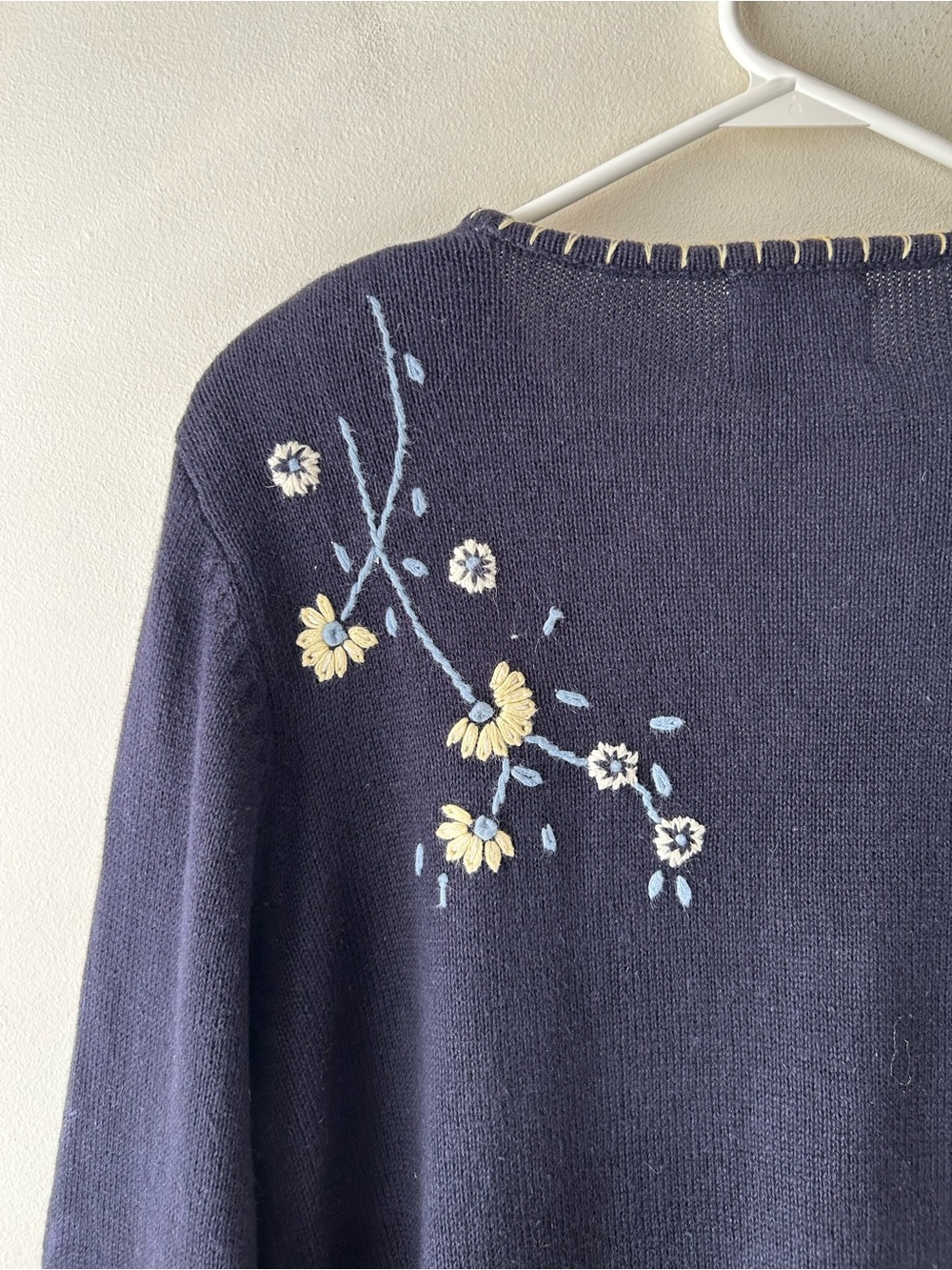 Vintage Cottagecore Grannycore Hand Embroidered Floral Cardigan Sweater Medium - Picture 10 of 11